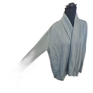 Athletic Works Light Dusty Blue French Terry Open Front Cardigan Shawl Collar L